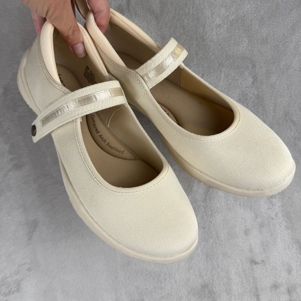 J Sport by Jambu Womens Mary Jane Sneakers Cream Beige Hook Loop Strap Size 9m‎
